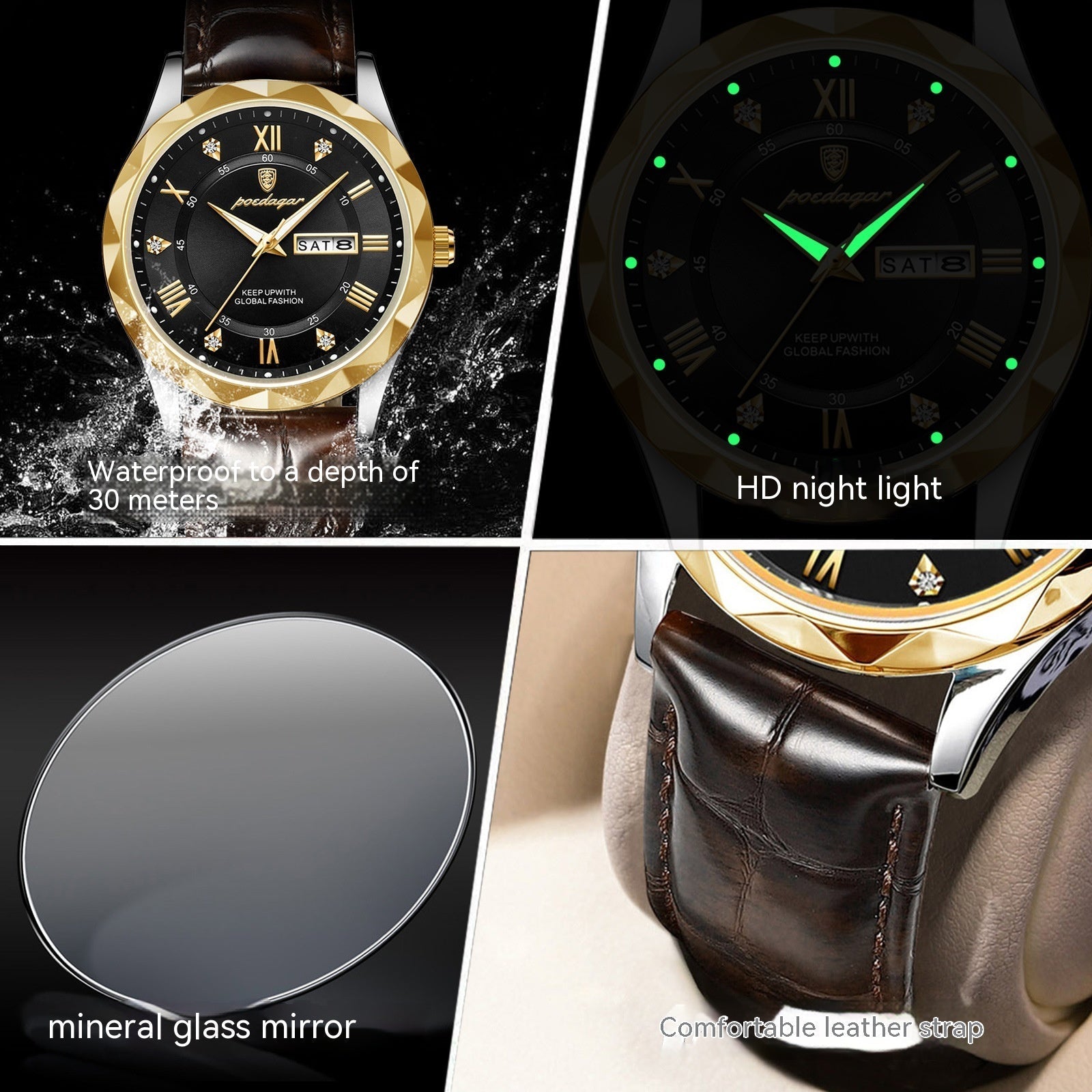 Men's Luxury Fashion Quartz Wrist Watch (Leather Belt)