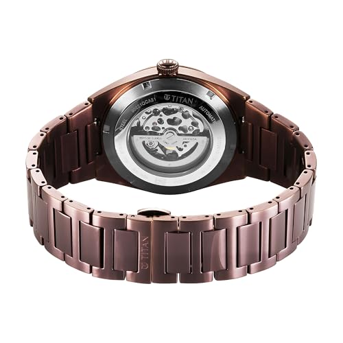 Titan Nexus Skeletal Automatic Analog with Brown Dial Brown Stainless Steel Strap Watch for Men - 90221QM01|B0F3J4N4DB