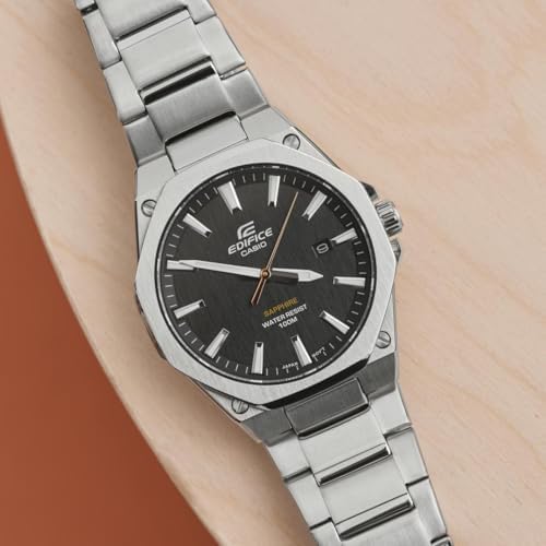 Casio Edifice EFR-S108D-1AVUDF, Silver/Black, Bracelet|B093L8MX1Q