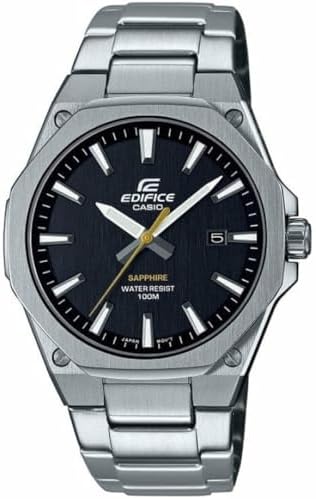 Casio Edifice EFR-S108D-1AVUDF, Silver/Black, Bracelet|B093L8MX1Q