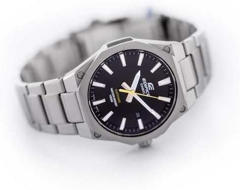 Casio Edifice EFR-S108D-1AVUDF, Silver/Black, Bracelet|B093L8MX1Q
