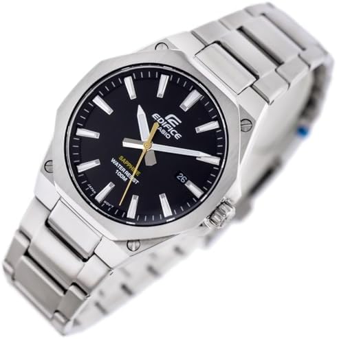 Casio Edifice EFR-S108D-1AVUDF, Silver/Black, Bracelet|B093L8MX1Q