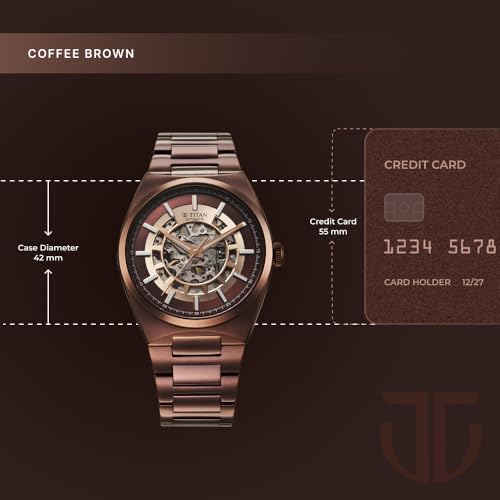 Titan Nexus Skeletal Automatic Analog with Brown Dial Brown Stainless Steel Strap Watch for Men - 90221QM01|B0F3J4N4DB