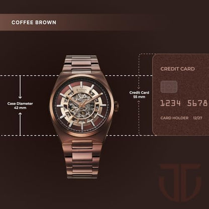 Titan Nexus Skeletal Automatic Analog with Brown Dial Brown Stainless Steel Strap Watch for Men - 90221QM01|B0F3J4N4DB