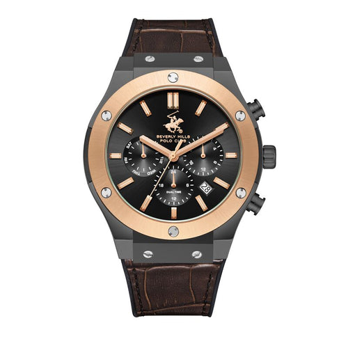 Beverly Hills Polo Club, Men's, Analog Watch, Black Dial, with Leather Band, BH-BP3690X.062