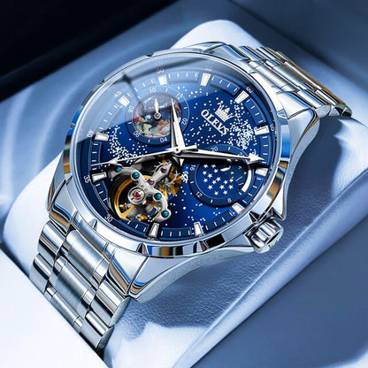 Automatic Mechanical Watch for Man Waterproof Luminous Moon Phase Fashion Dress