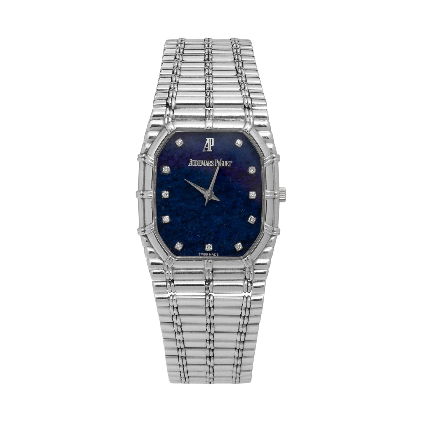 Audemars Piguet Bamboo 27mm Factory Diamond Lapis Dial 18K White Gold Watch