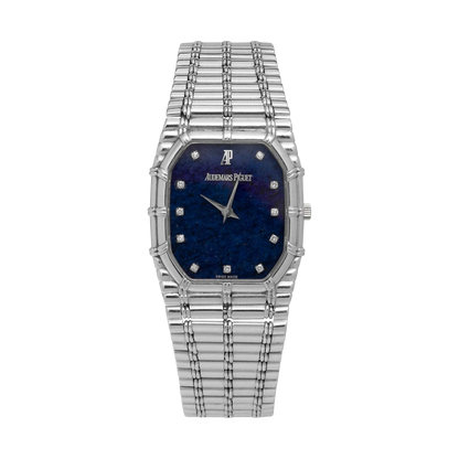 Audemars Piguet Bamboo 27mm Factory Diamond Lapis Dial 18K White Gold Watch