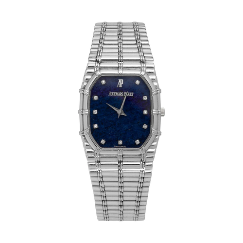Audemars Piguet Bamboo 27mm Factory Diamond Lapis Dial 18K White Gold Watch